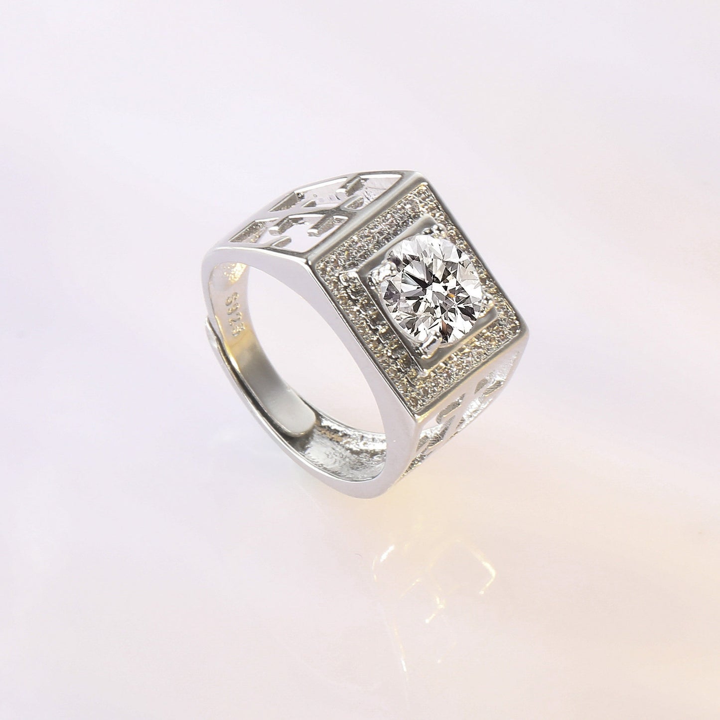 Copper diamond rectangular diamond ring MYA001RS062