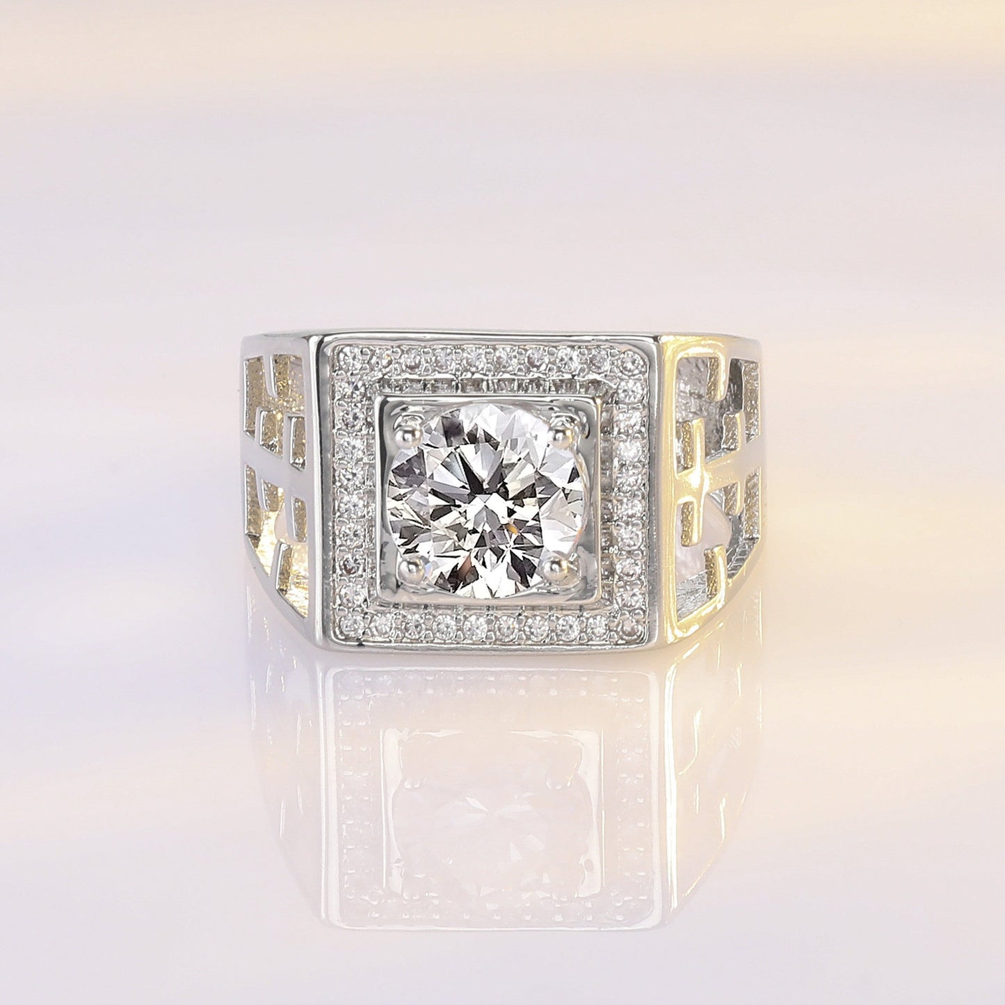 Copper diamond rectangular diamond ring MYA001RS062