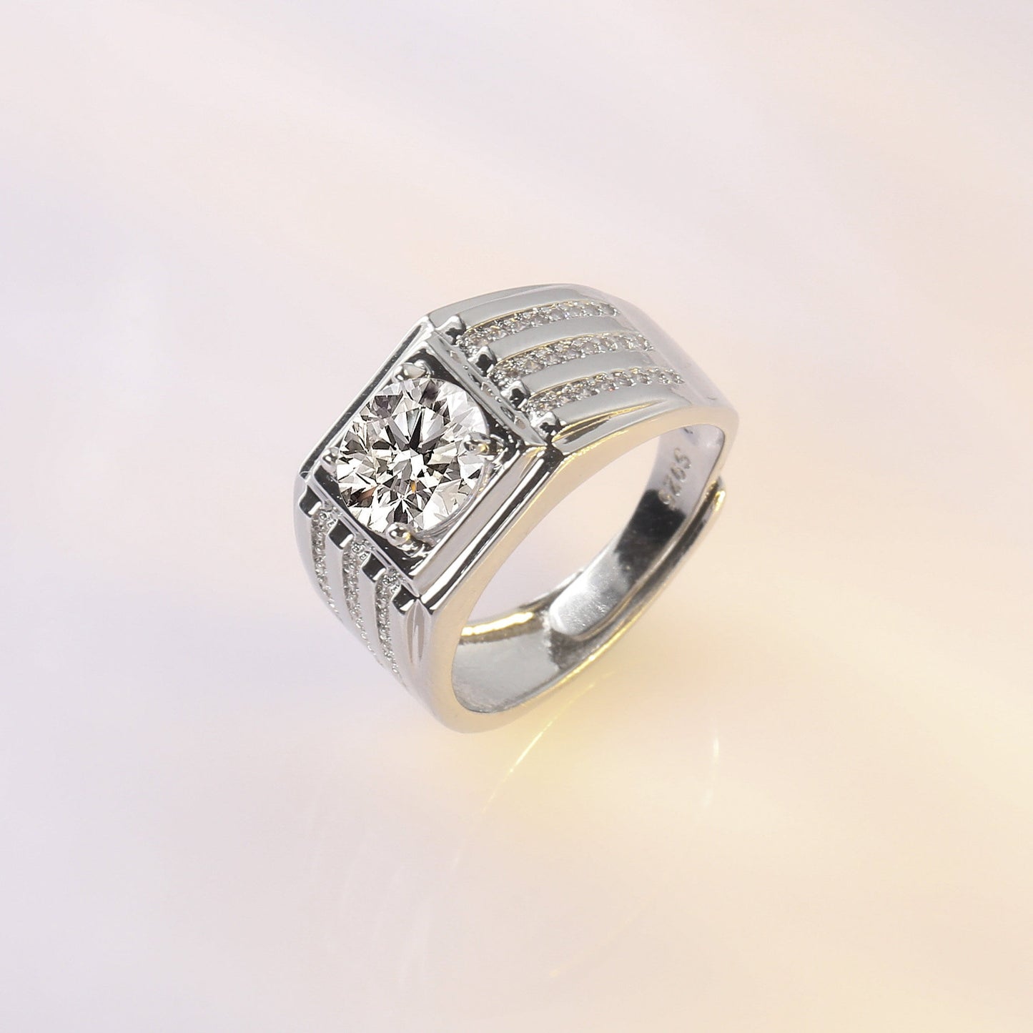Copper diamond rectangular diamond ring MYA001RS061