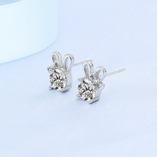 Copper inlaid diamond rabbit ear earrings MYA001ES061
