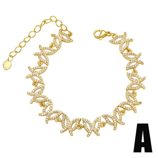 Alloy minimalist zircon flower bracelet MYA002BT042