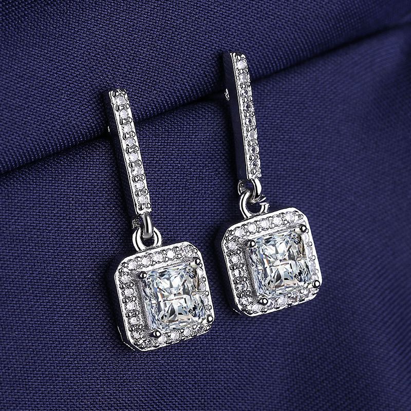 Copper Diamond Square Earrings MYA001ES011
