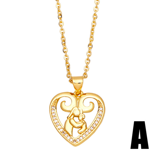 Alloy set zircon heart shaped necklace MYA002NE001