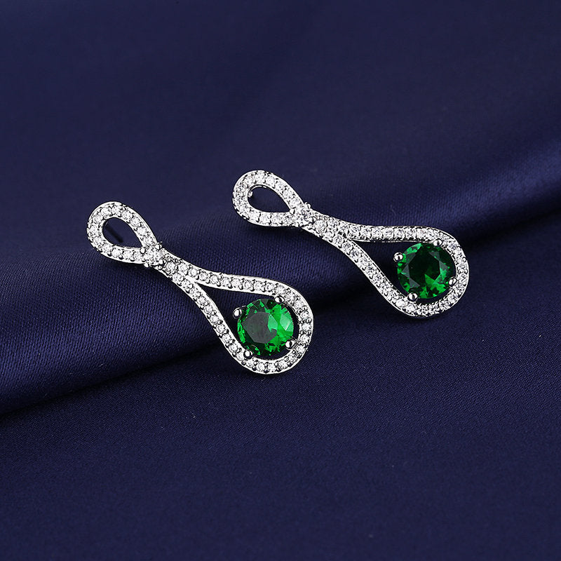 Copper inlaid green zircon earrings MYA001ES079