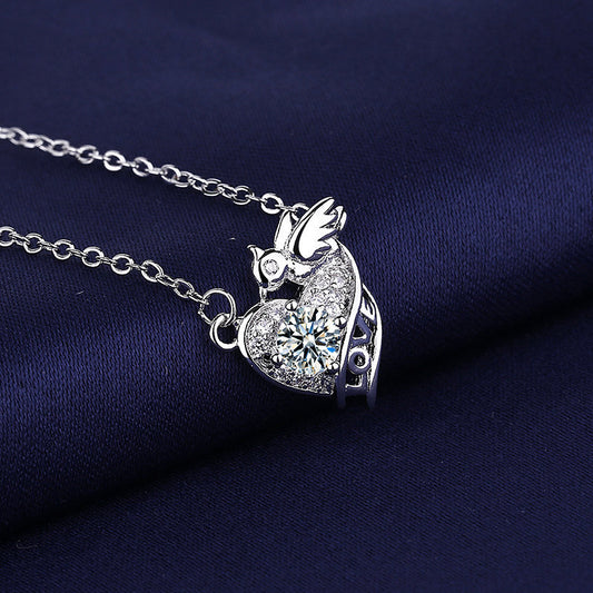 Copper studded diamond LOVE three-dimensional necklace MYA001NE108