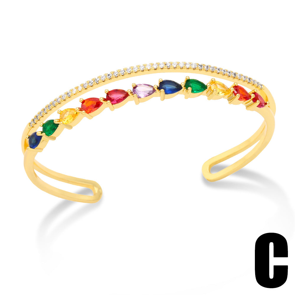Alloy zirconium colored zircon open end bracelet MYA002BT061