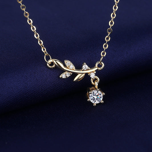 Copper Diamond Tassel Leaf Necklace MYA001NE094