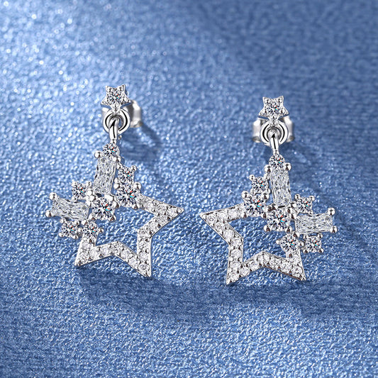 Copper micro inlaid star shaped earrings MYA001ES088
