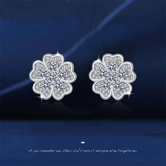 Copper studded diamond white flower earrings MYA001ES054