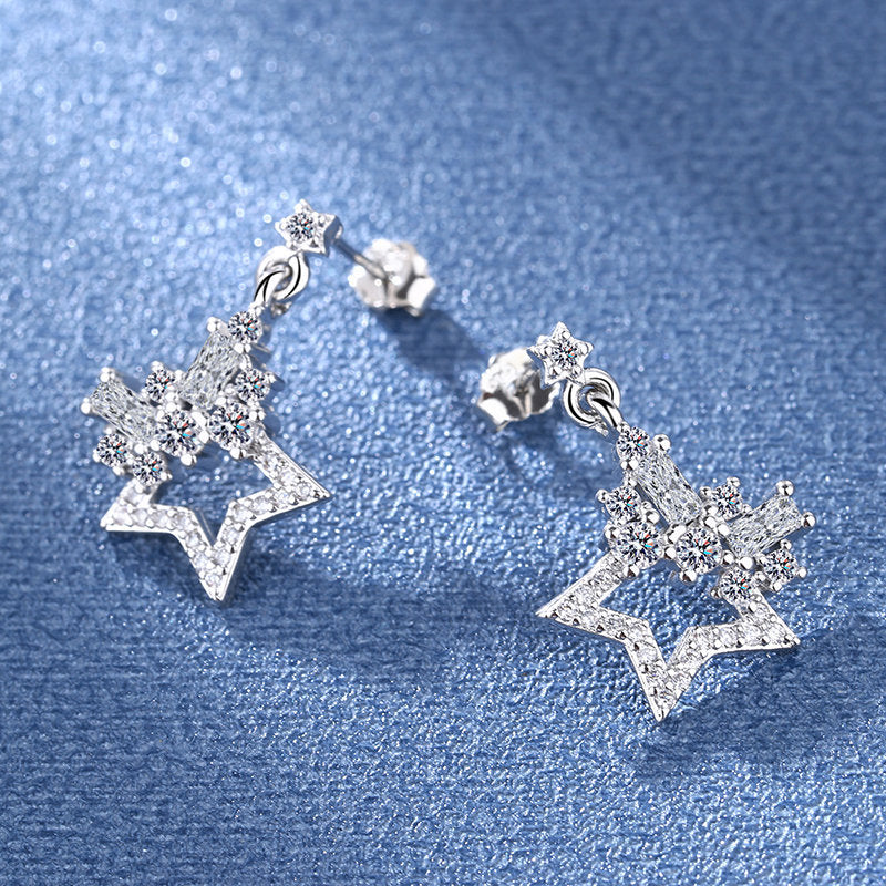Copper micro inlaid star shaped earrings MYA001ES088