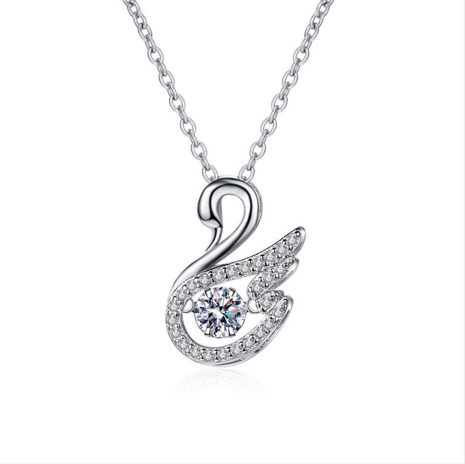 Copper studded diamond agile swan necklace MYA001NE104