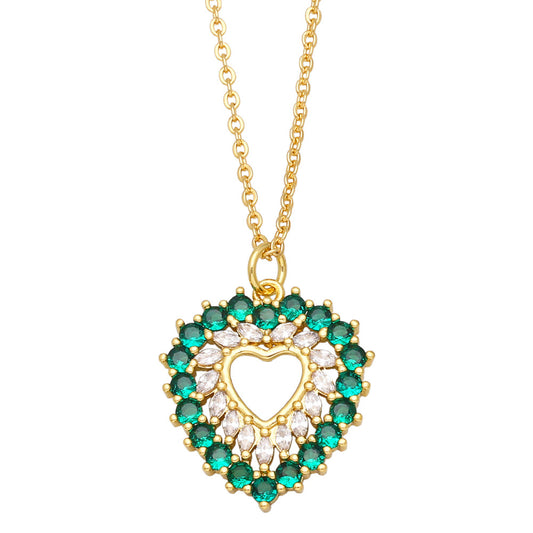 Alloy Green Diamond Love Necklace MYA002NE029