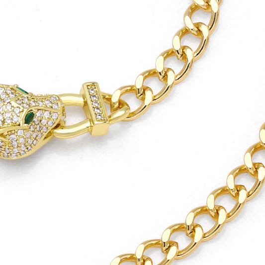 Alloy Diamond Leopard Head Necklace MYA002NE074