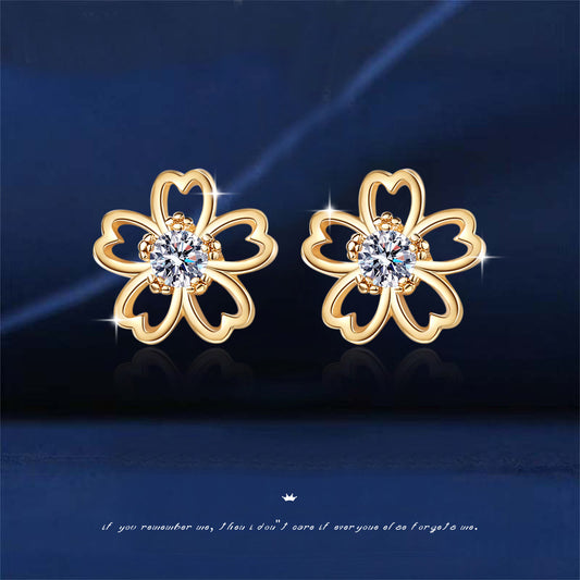 Copper and gold edged hollow small flower earrings MYA001ES053