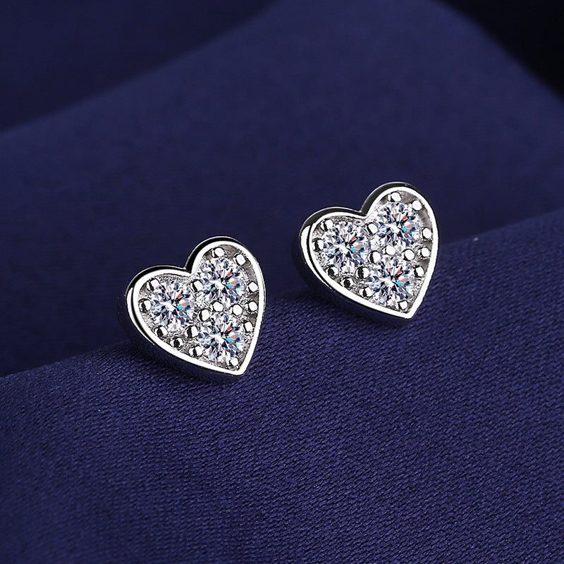 Copper heart-shaped zircon earrings MYA001ES081