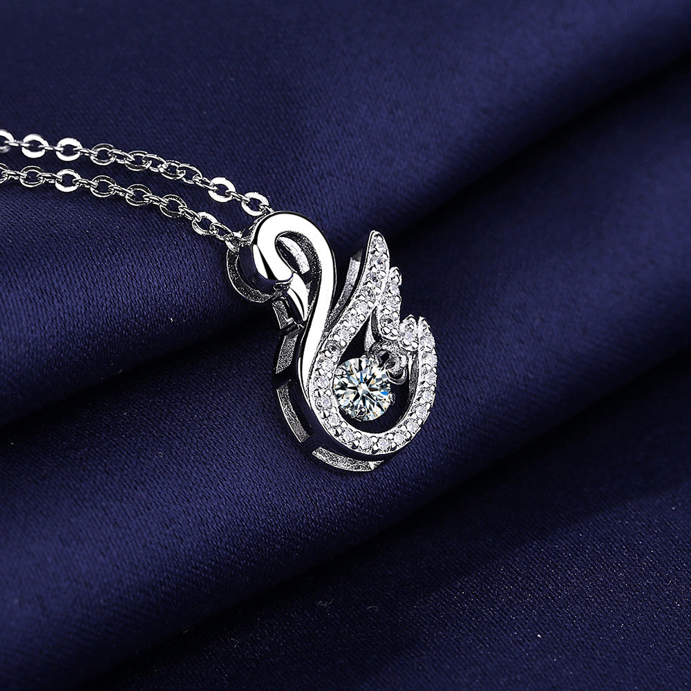 Copper studded diamond agile swan necklace MYA001NE104