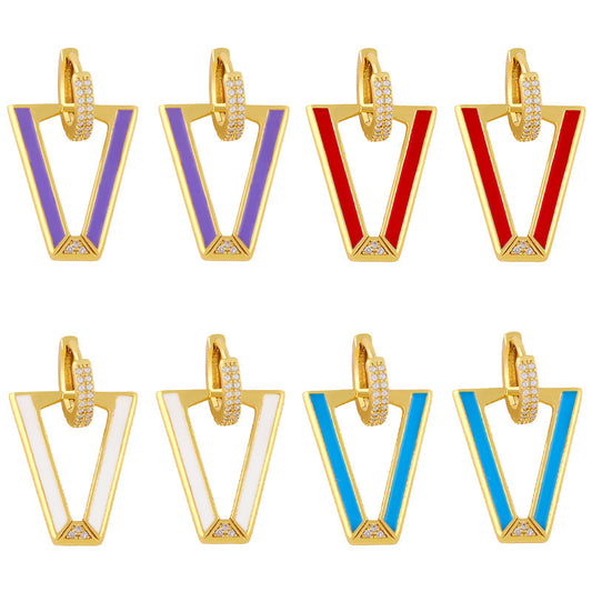 Alloy inverted triangular V-shaped earrings MYA002ES006